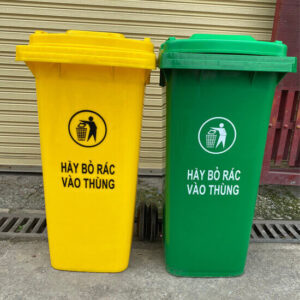 thùng rác rưởi vật liệu nhựa 120 lít