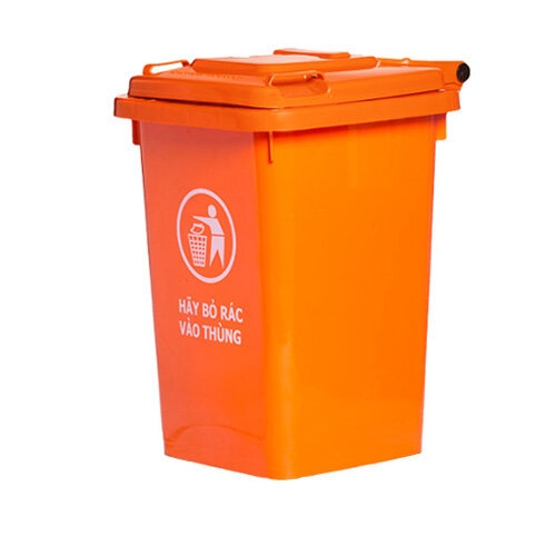 thùng rác nhựa 60l cam nắp kín