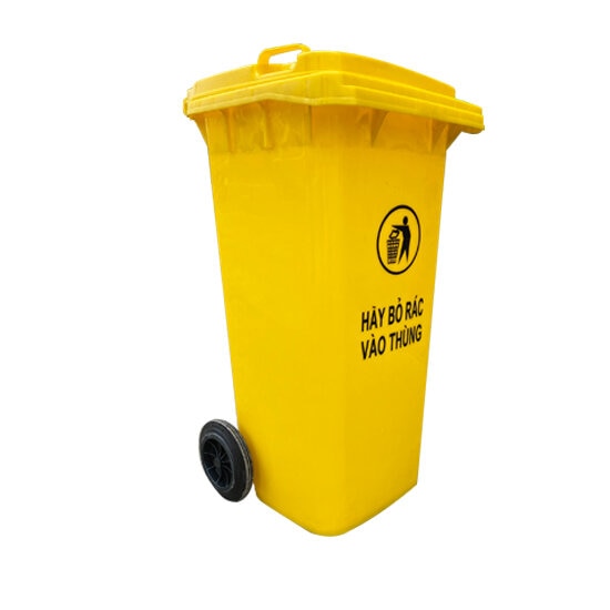 thùng rác nhựa y tế 120 lít màu vàng