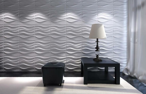 Thành phẩm tấm nhựa 3D khi ốp lên tường