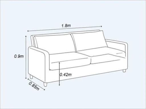 Bỏ túi ngay cách xác định kích thước sofa tiêu chuẩn 2 Kích thước tiêu chuẩn của sofa băng dài - loại sofa được nhiều gia đình Việt lựa chọn
